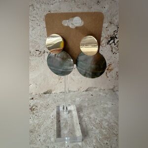 Elegant Gold & Gray Mother of Pearl Statement Earrings |  Modern Glam